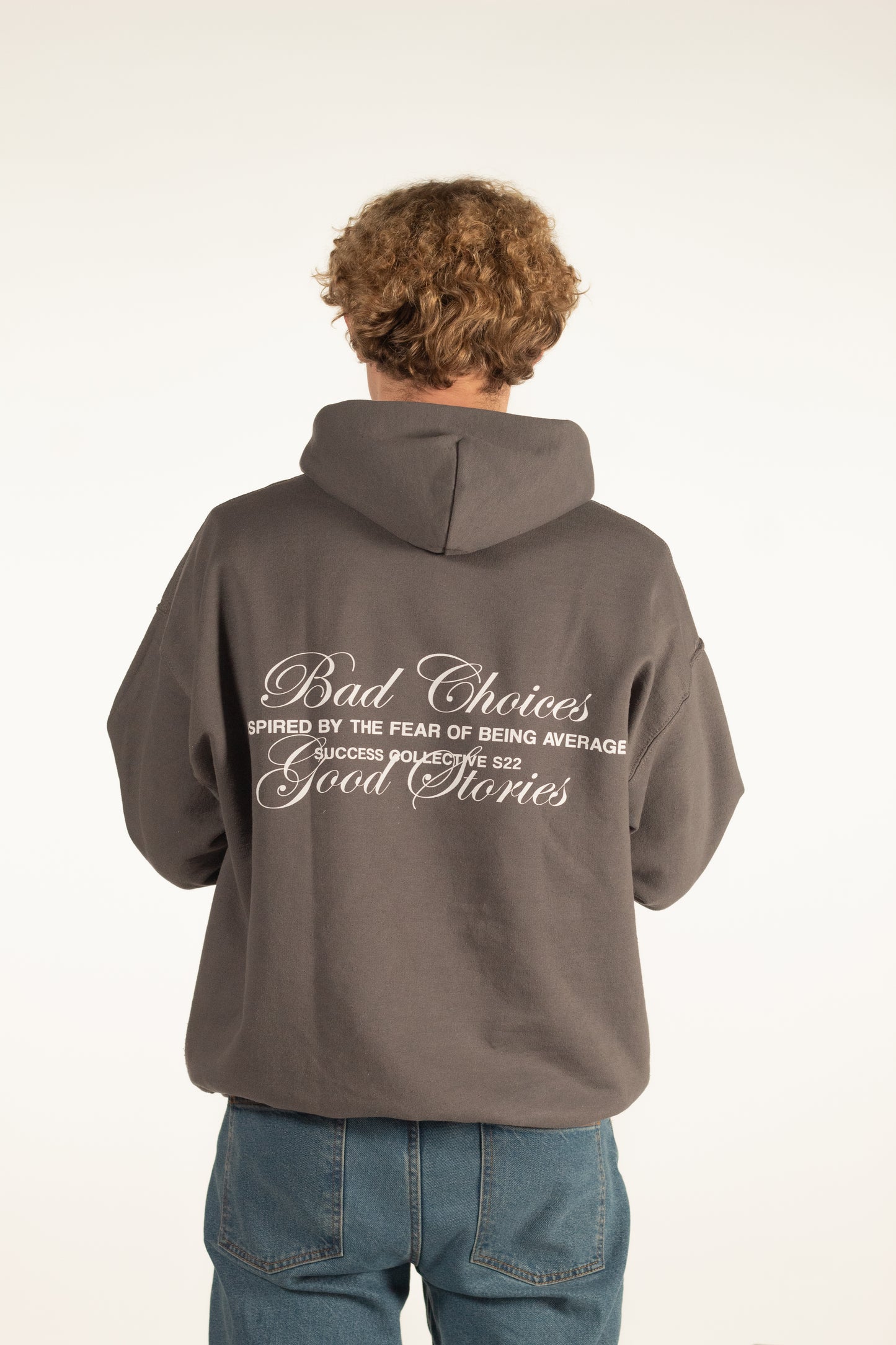BAD CHOICES, GOOD STORIES GREY HOODIE
